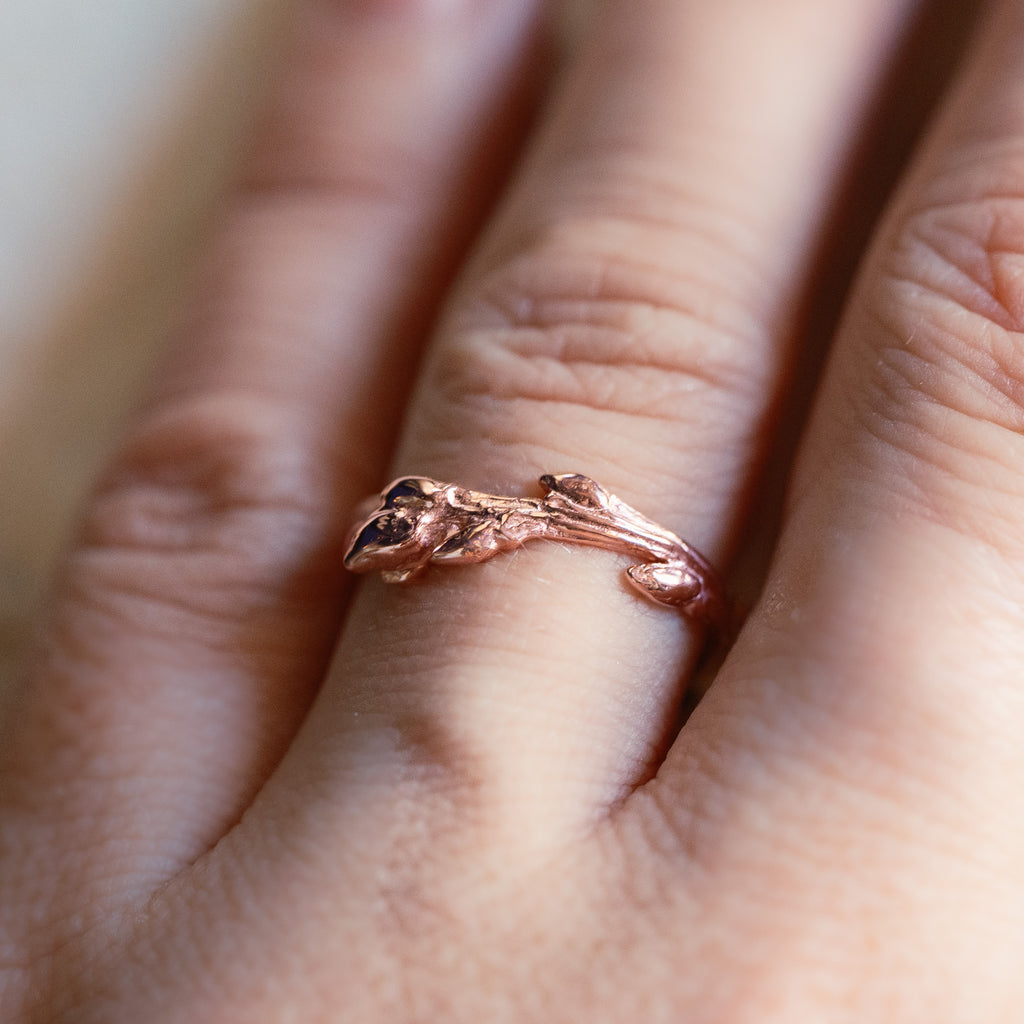 Rose Gold Oak Twig Ring