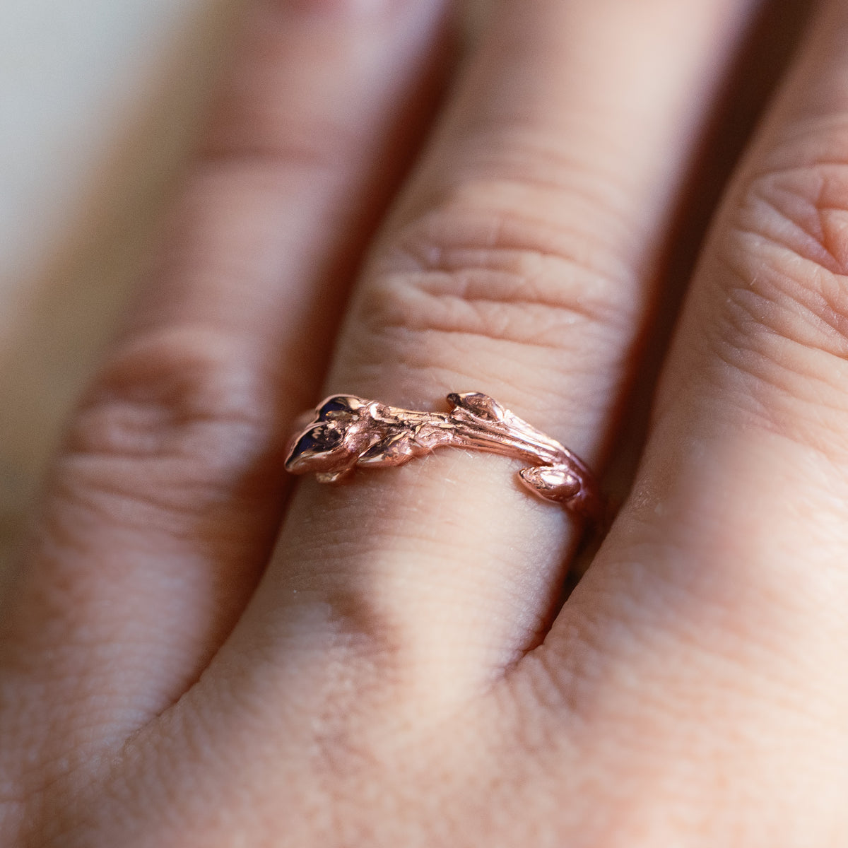 Rose Gold Oak Twig Ring