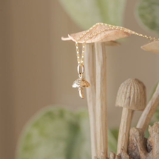 Gold Fly Agaric Mushroom Necklace