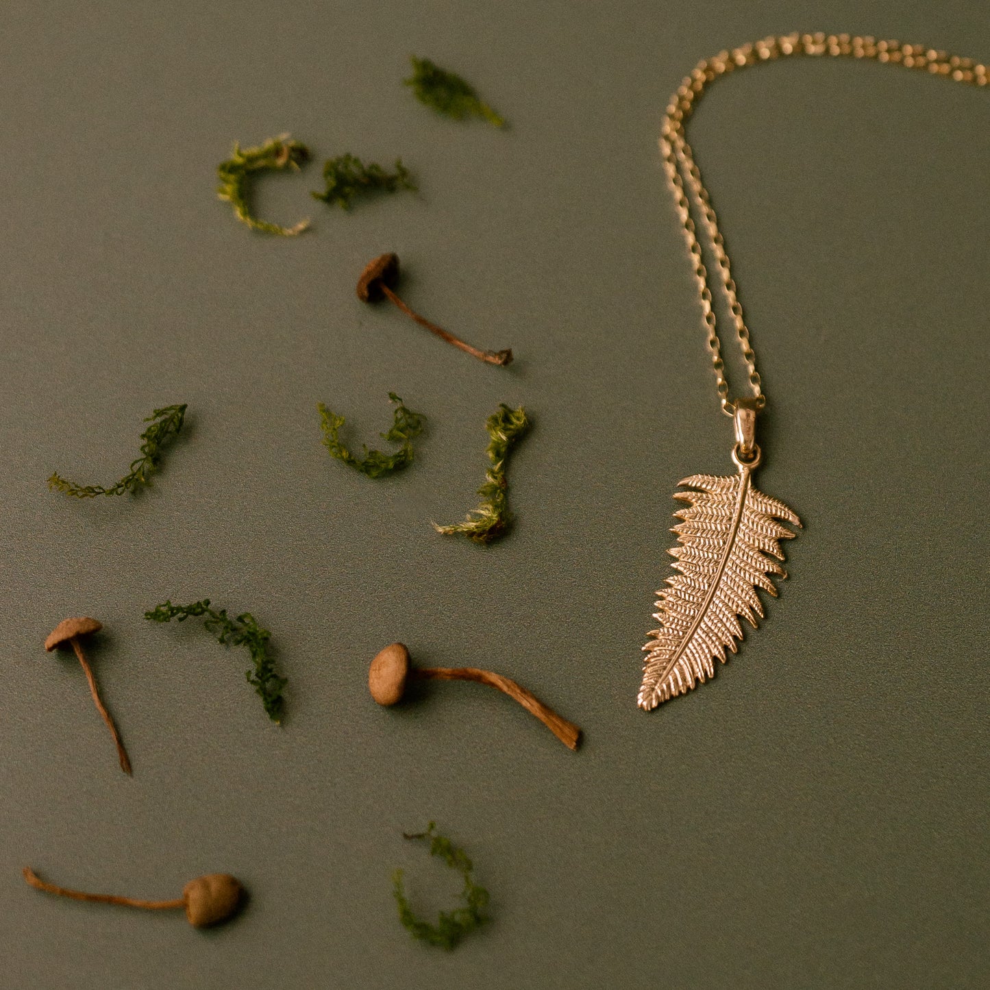 Large Gold Fern Necklace