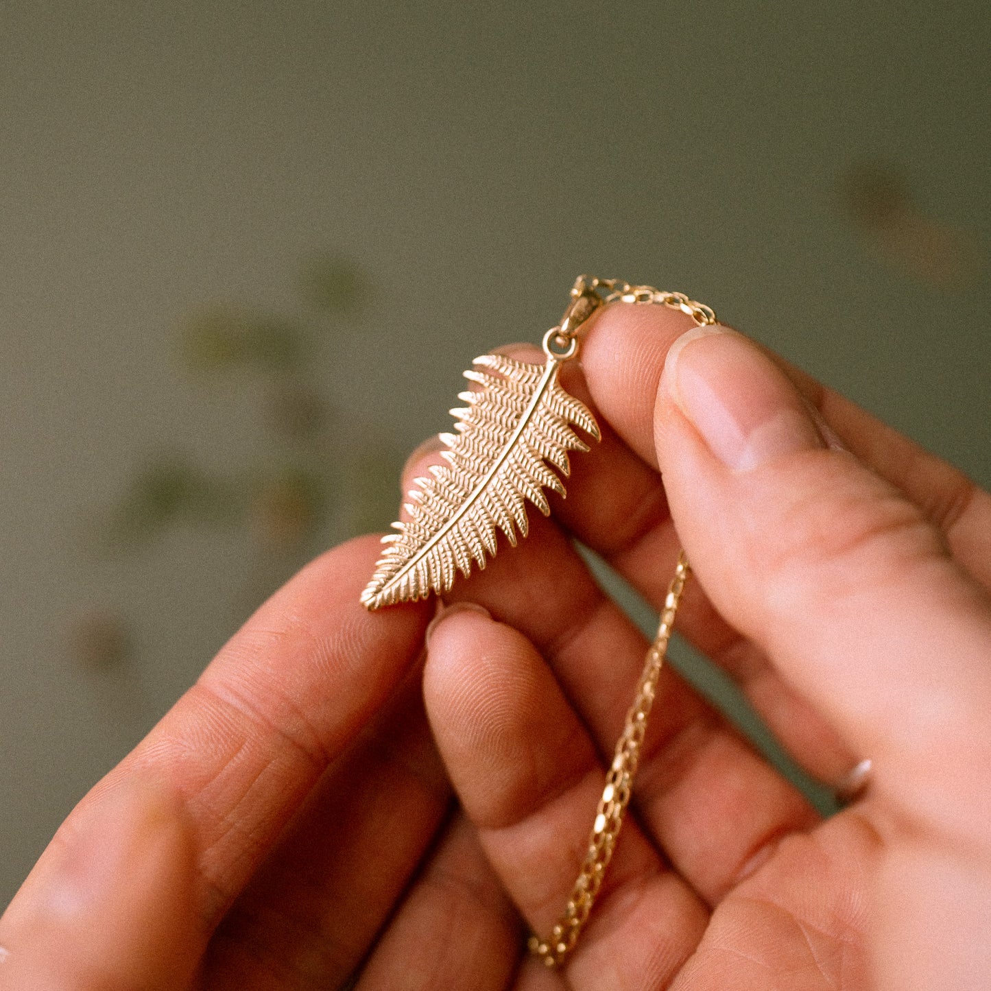 Large Gold Fern Necklace