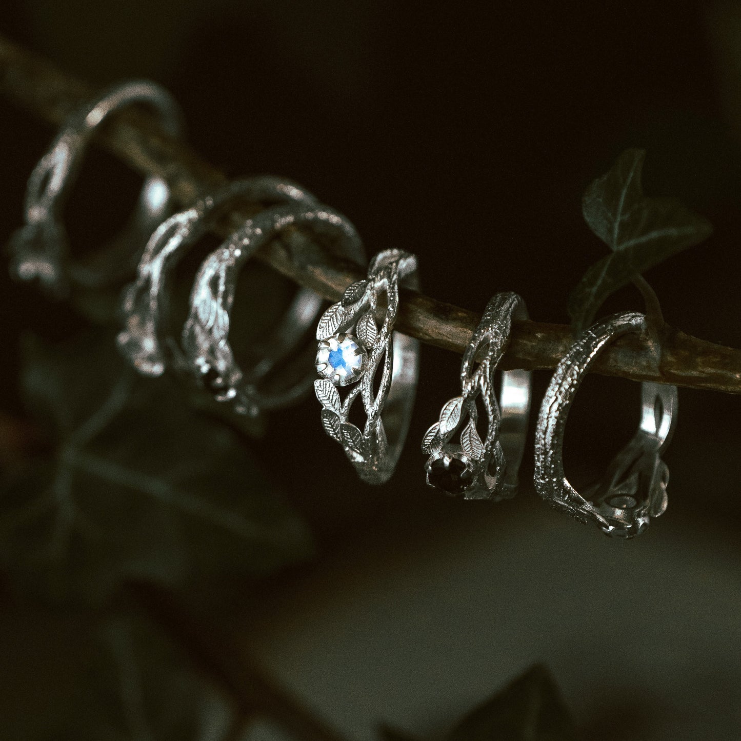 Rainbow Moonstone Gaia Silver Ring