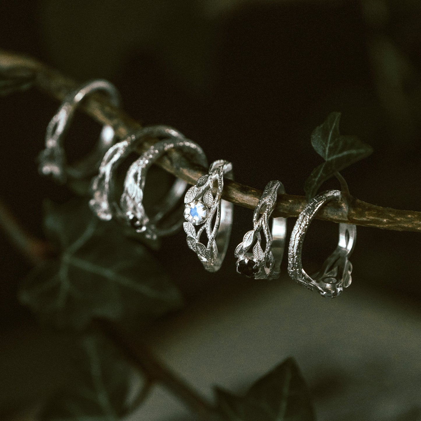 Rainbow Moonstone Gaia Silver Ring