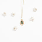 Barnacle Gold Pendant Necklace with Moss Agate