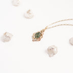 Barnacle Gold Pendant Necklace with Moss Agate