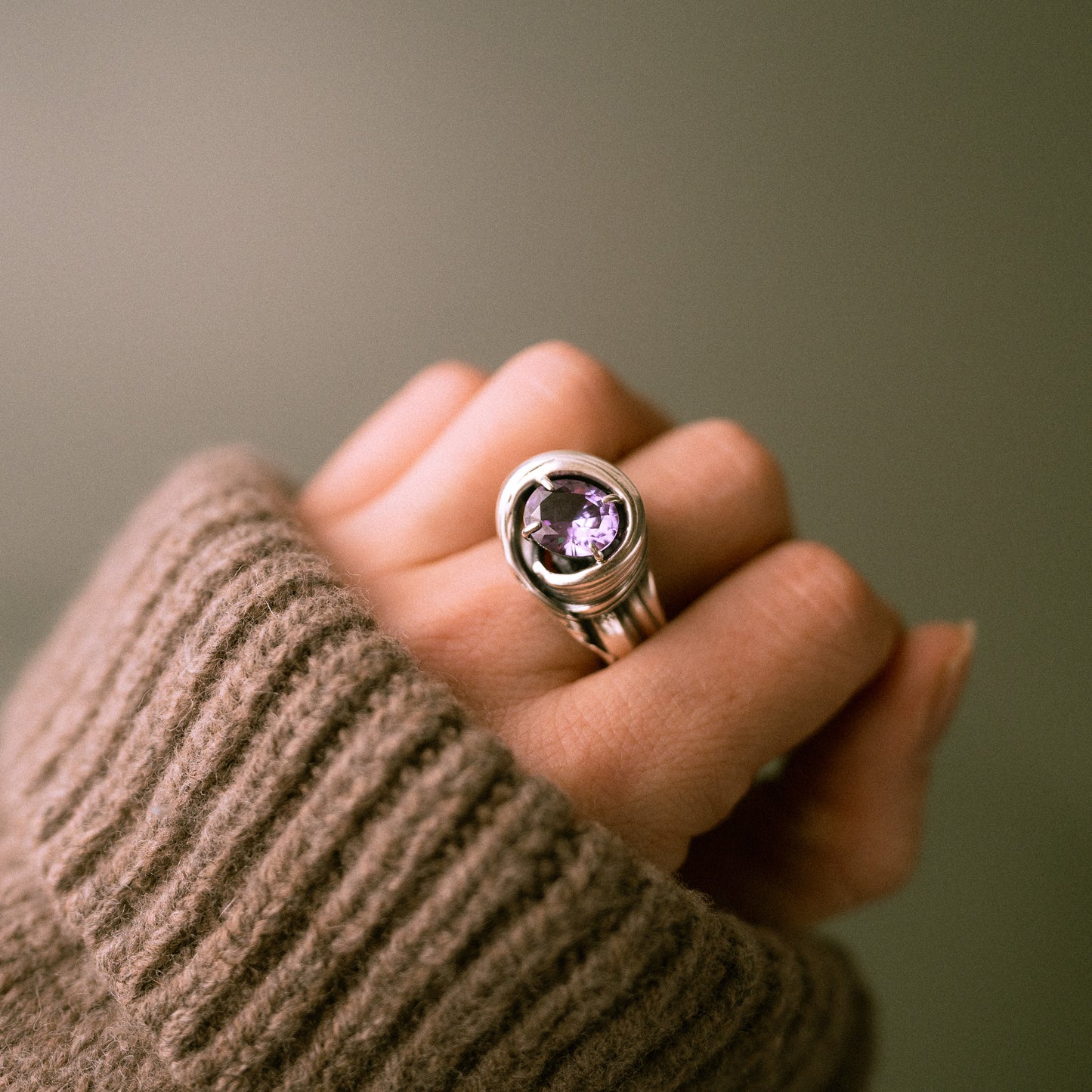One of a Kind Drift Sterling Silver Ring with Alexandrite - Size Q