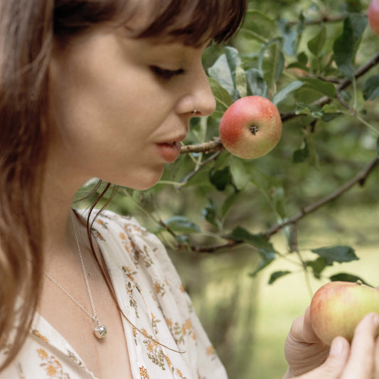 Solid Silver Apple Charm Necklace