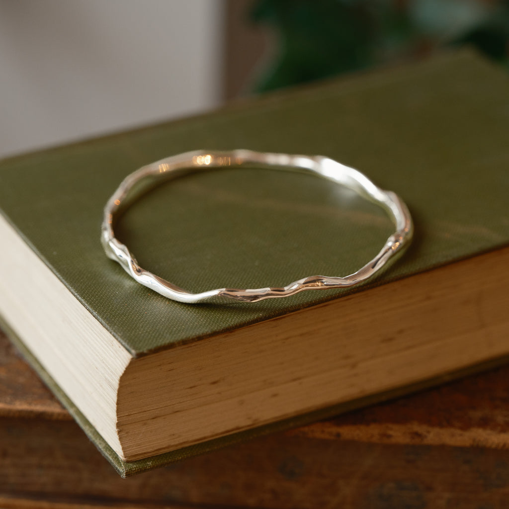 Molten Organic Sterling Silver Bangle