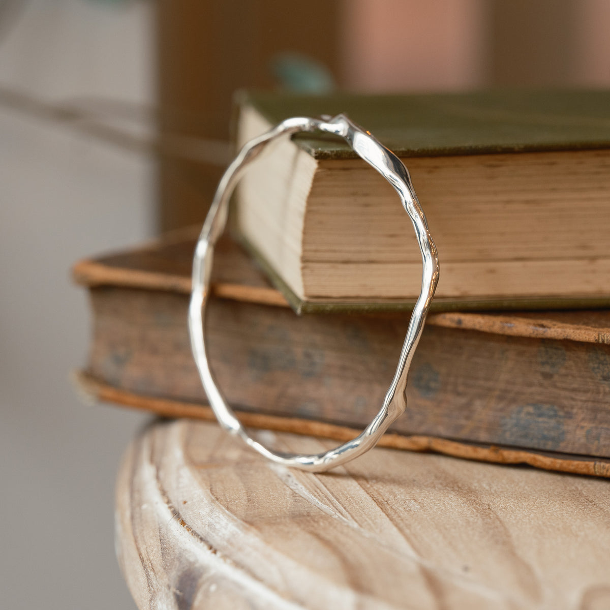 Molten Organic Sterling Silver Bangle