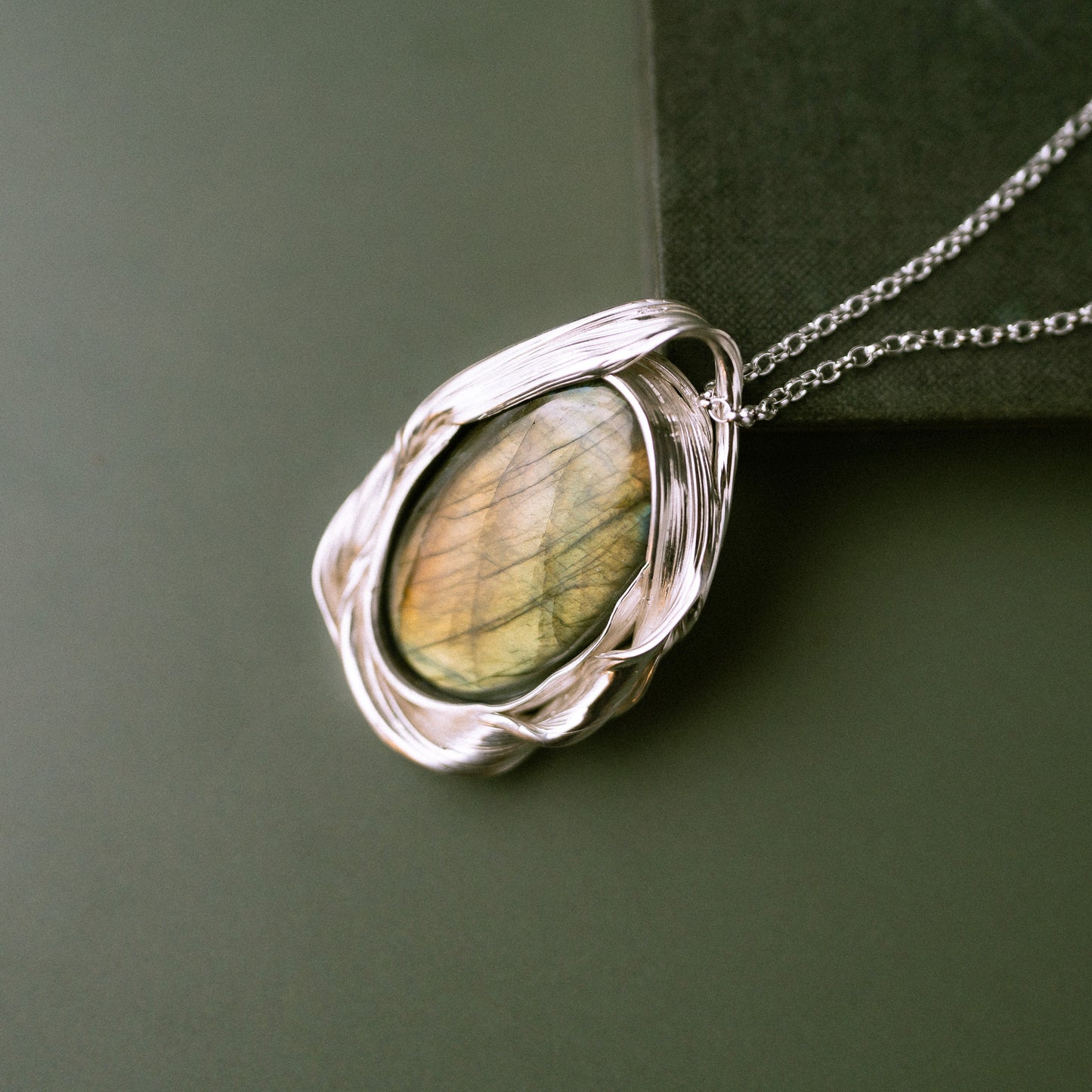 One of a Kind Long Sterling Silver Drift Necklace with Labradorite