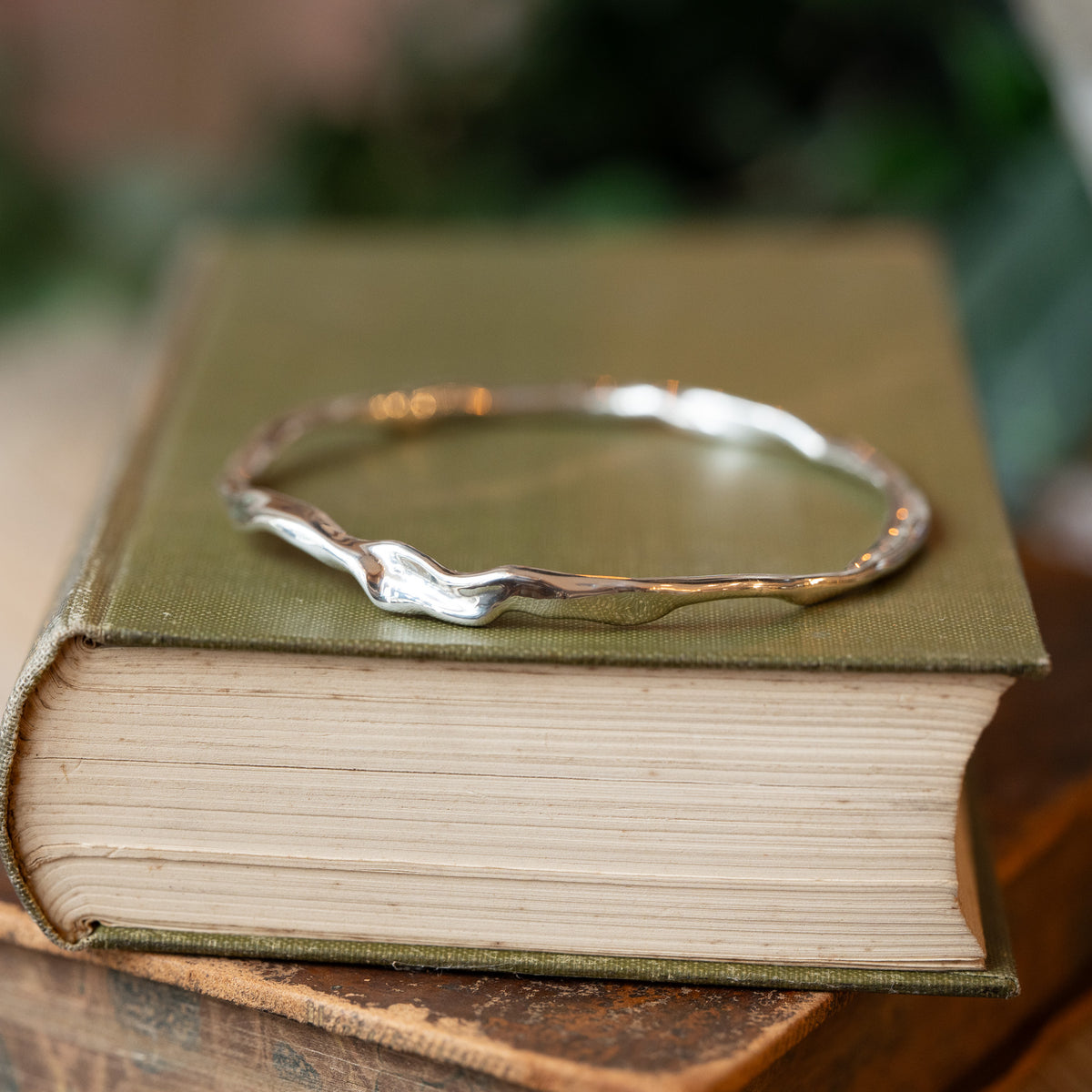 Molten Organic Sterling Silver Bangle