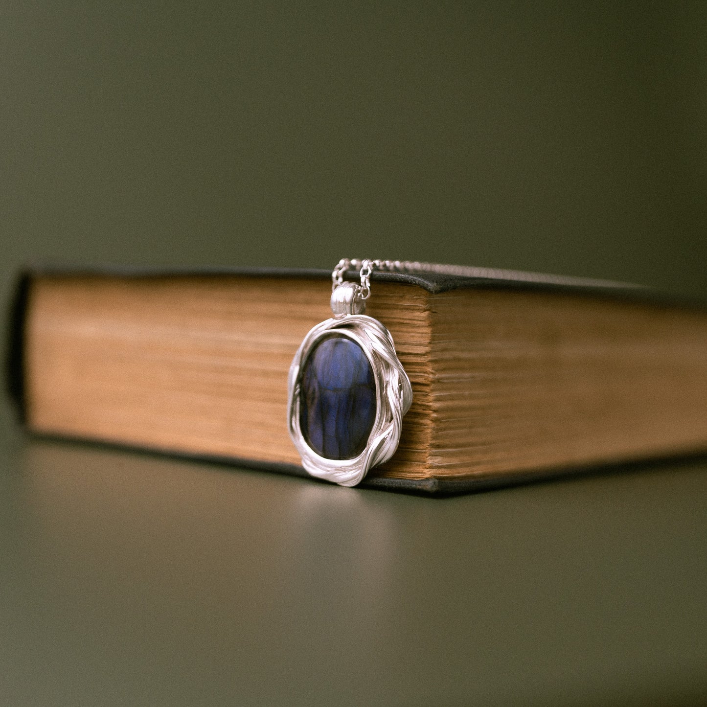 One of a Kind Small Silver Drift Necklace with Labradorite