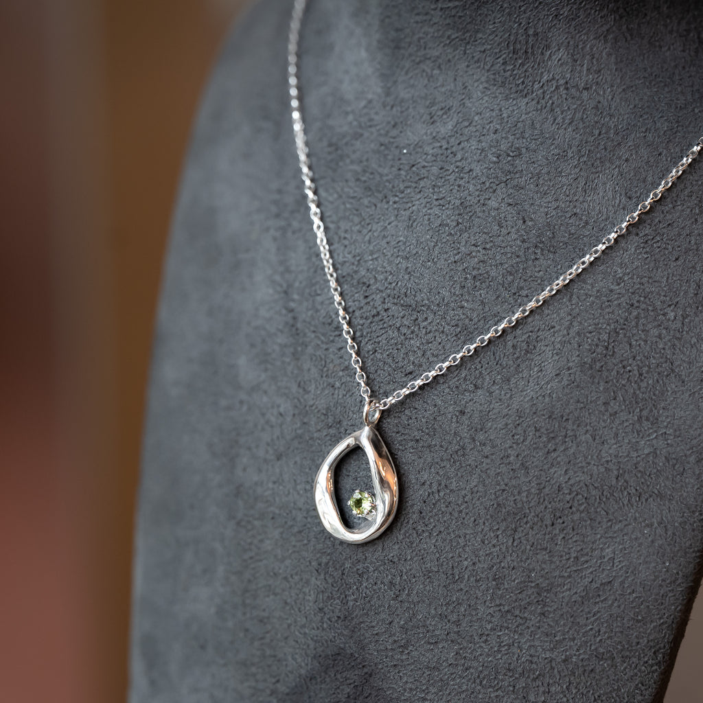 Raindrops Open Sterling Silver Birthstone Gemstone Necklace