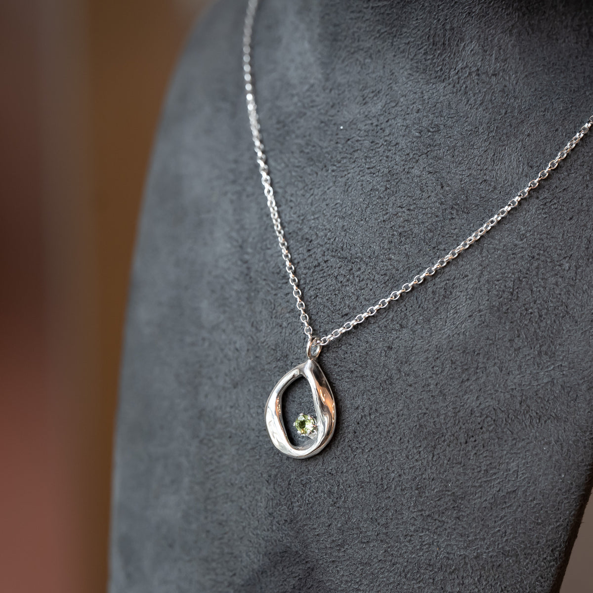 Raindrops Open Sterling Silver Birthstone Gemstone Necklace