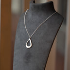 Molten Organic Sterling Silver Teardrop Pendant Necklace