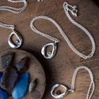 Raindrops Open Sterling Silver Birthstone Gemstone Necklace