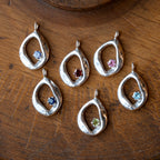 Raindrops Open Sterling Silver Birthstone Gemstone Necklace