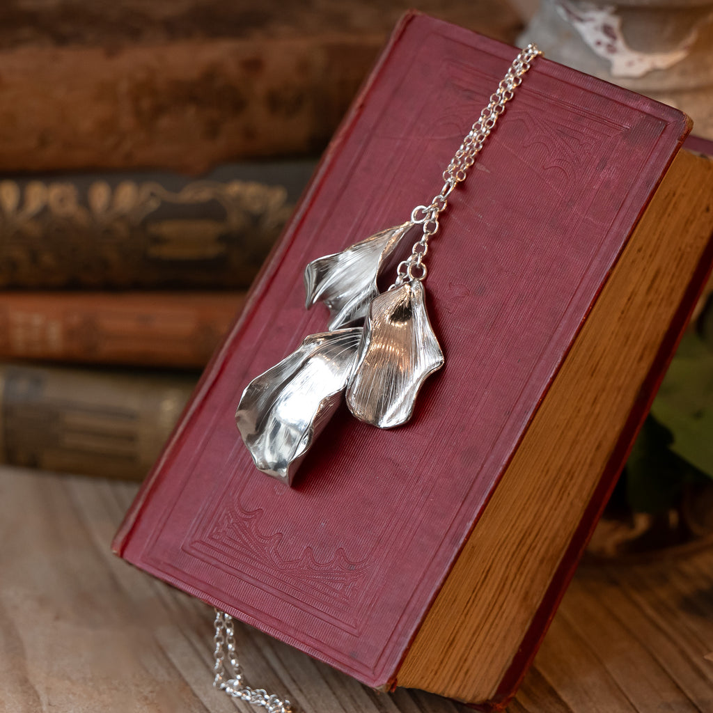 Rose Petal Cascade Sterling Silver One of a kind Necklace