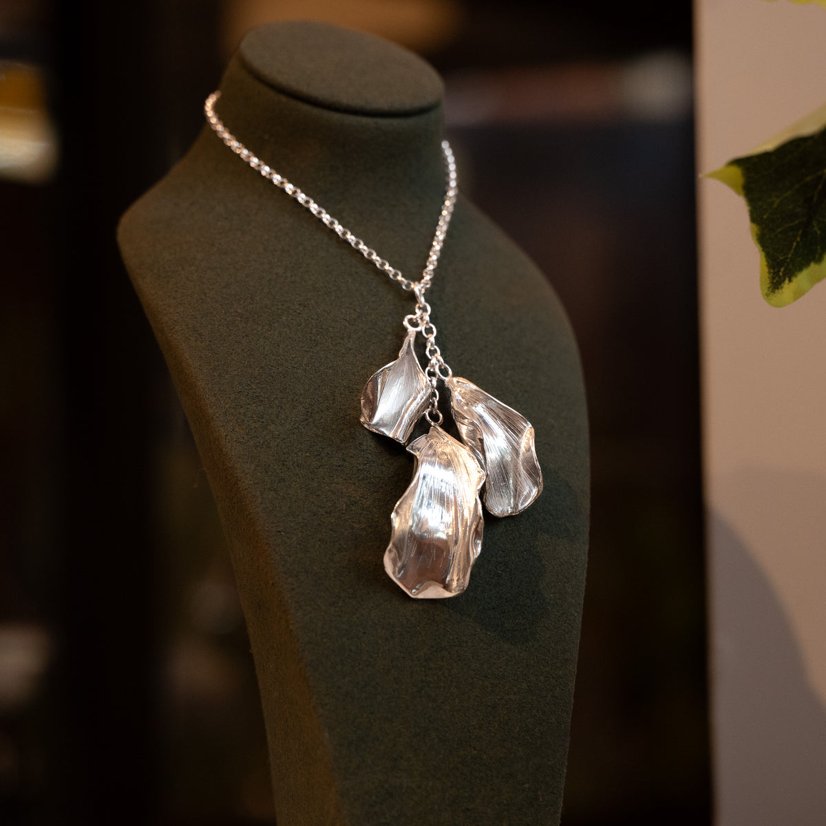 Rose Petal Cascade Sterling Silver One of a kind Necklace