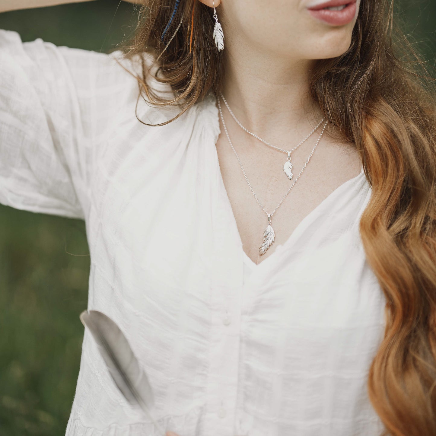 Sterling Silver Feather Earrings