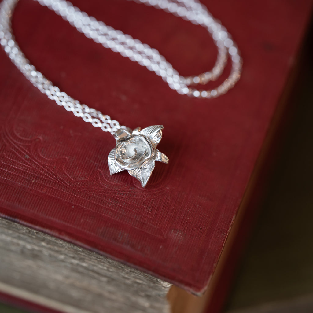 Blossoming Rose Sterling Silver One of a kind Necklace No.5