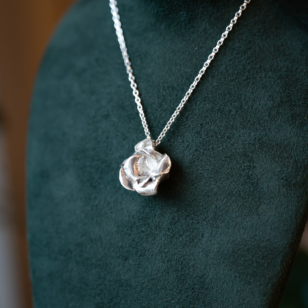 Blossoming Rose Sterling Silver One of a kind Necklace No.4