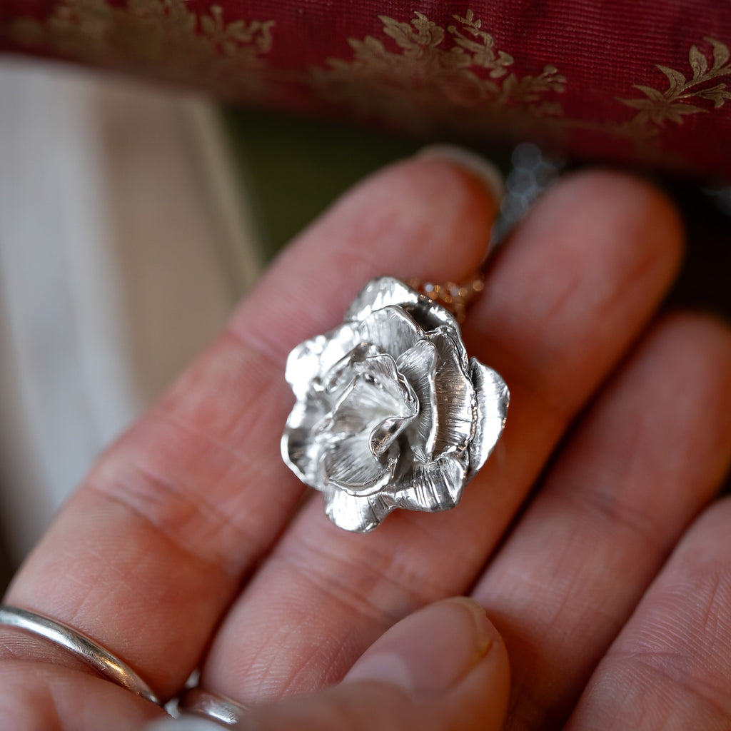 Blossoming Rose Sterling Silver One of a kind Necklace No.3