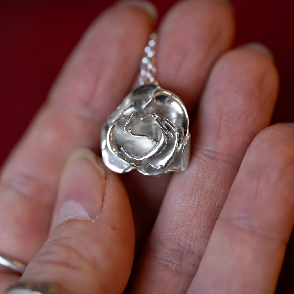 Blossoming Rose Sterling Silver One of a kind Necklace No. 1