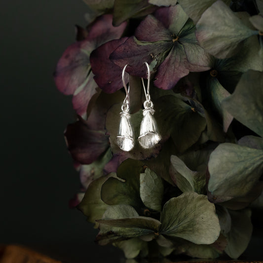 Foxglove Flower Small Silver Dangle Earrings