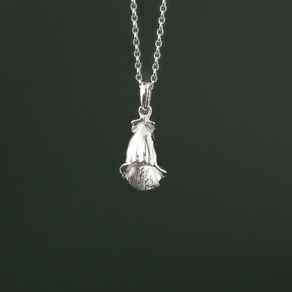 Foxglove Flower Silver Pendant Necklace