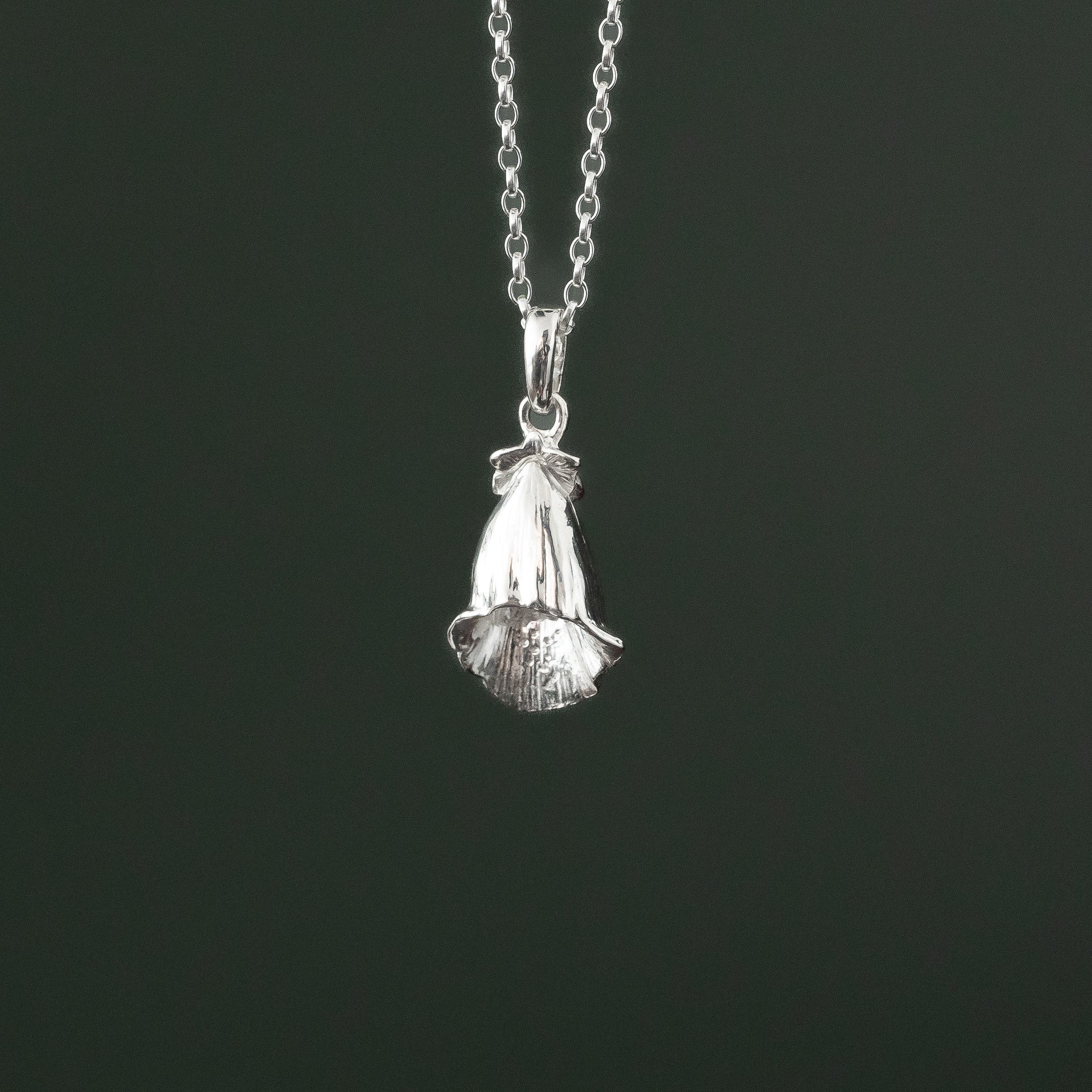 Foxglove Flower Silver Pendant Necklace