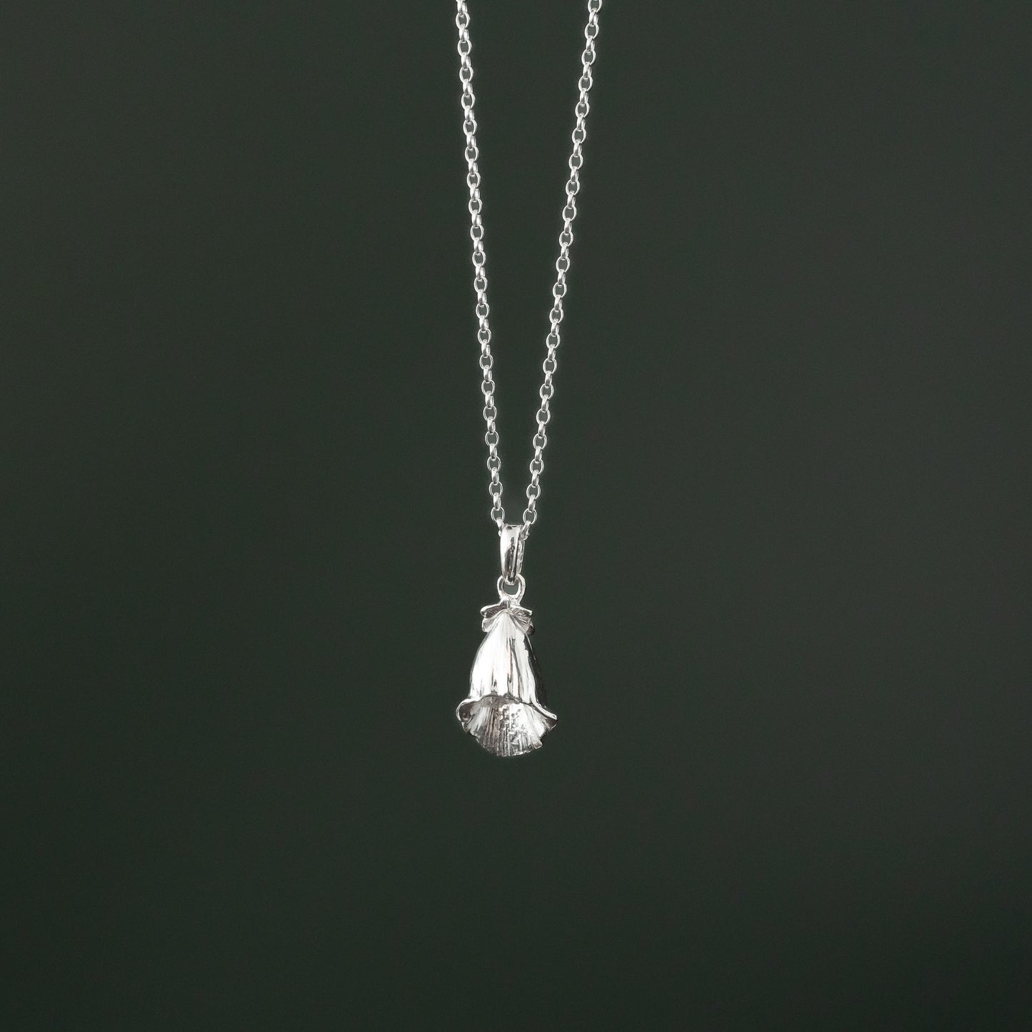 Foxglove Flower Silver Pendant Necklace