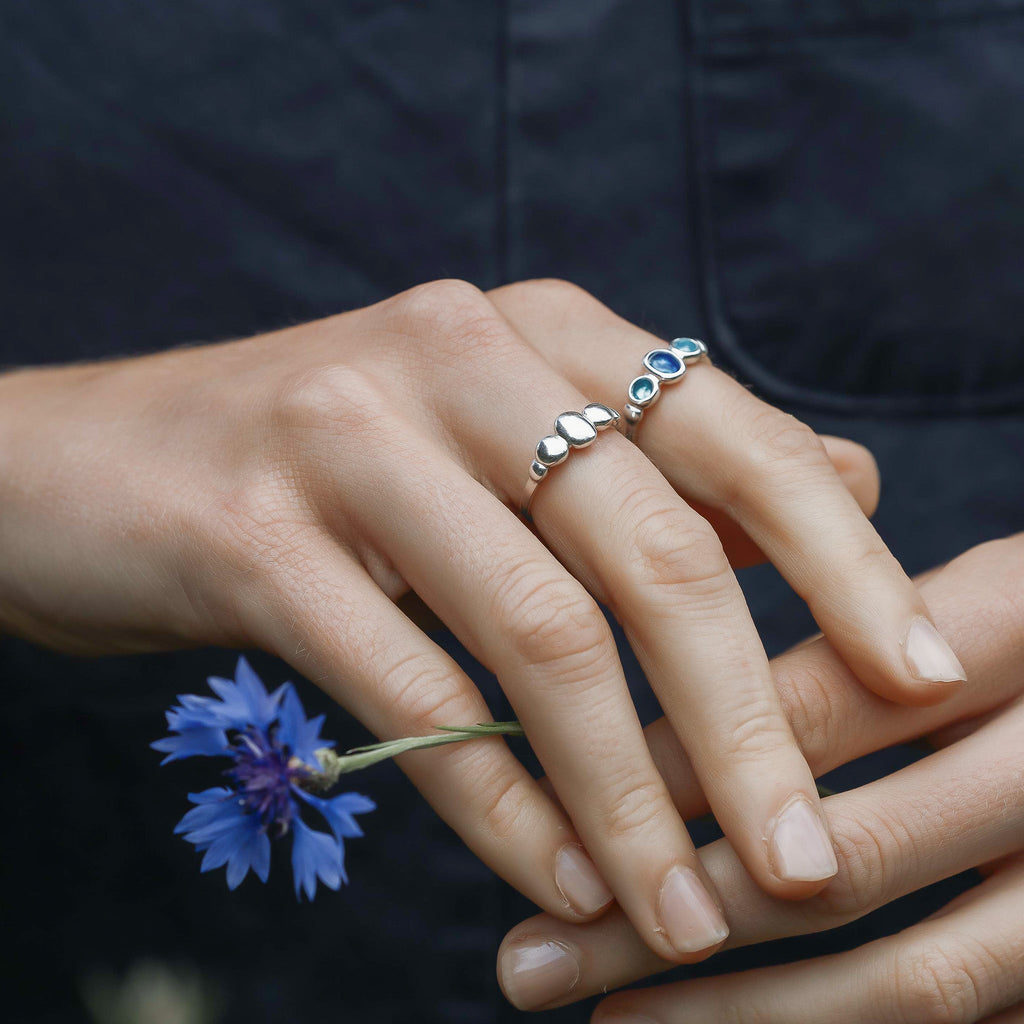 Summer Shores Blue Enamel Silver Balance Ring