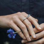 Summer Shores Blue Enamel Silver Balance Ring