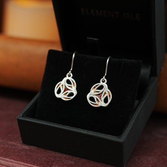 Ember - Archibald Knox Ulican Round Triskel Enamel Earrings