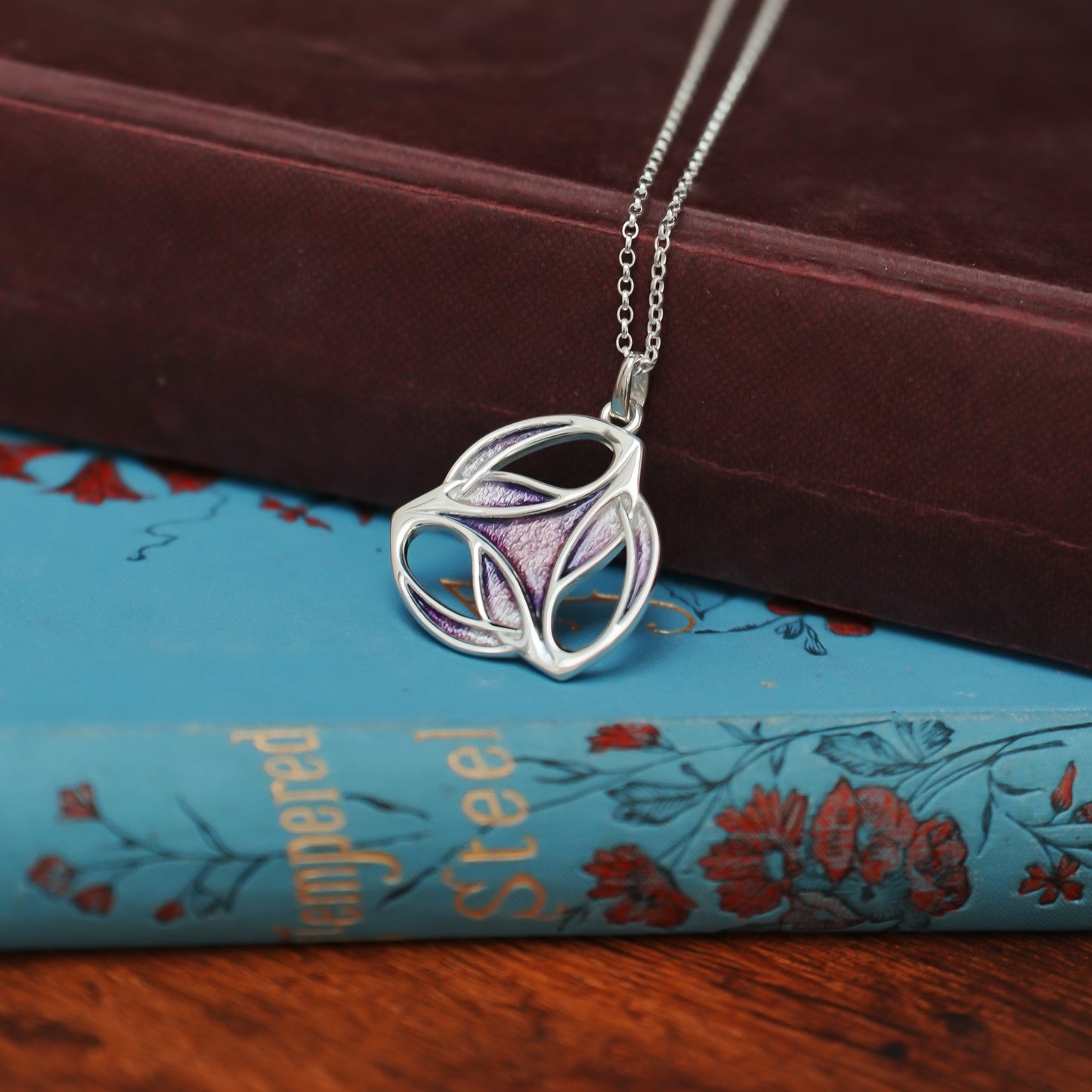 Heather - Archibald Knox Ulican Large Enamel Pendant Necklace