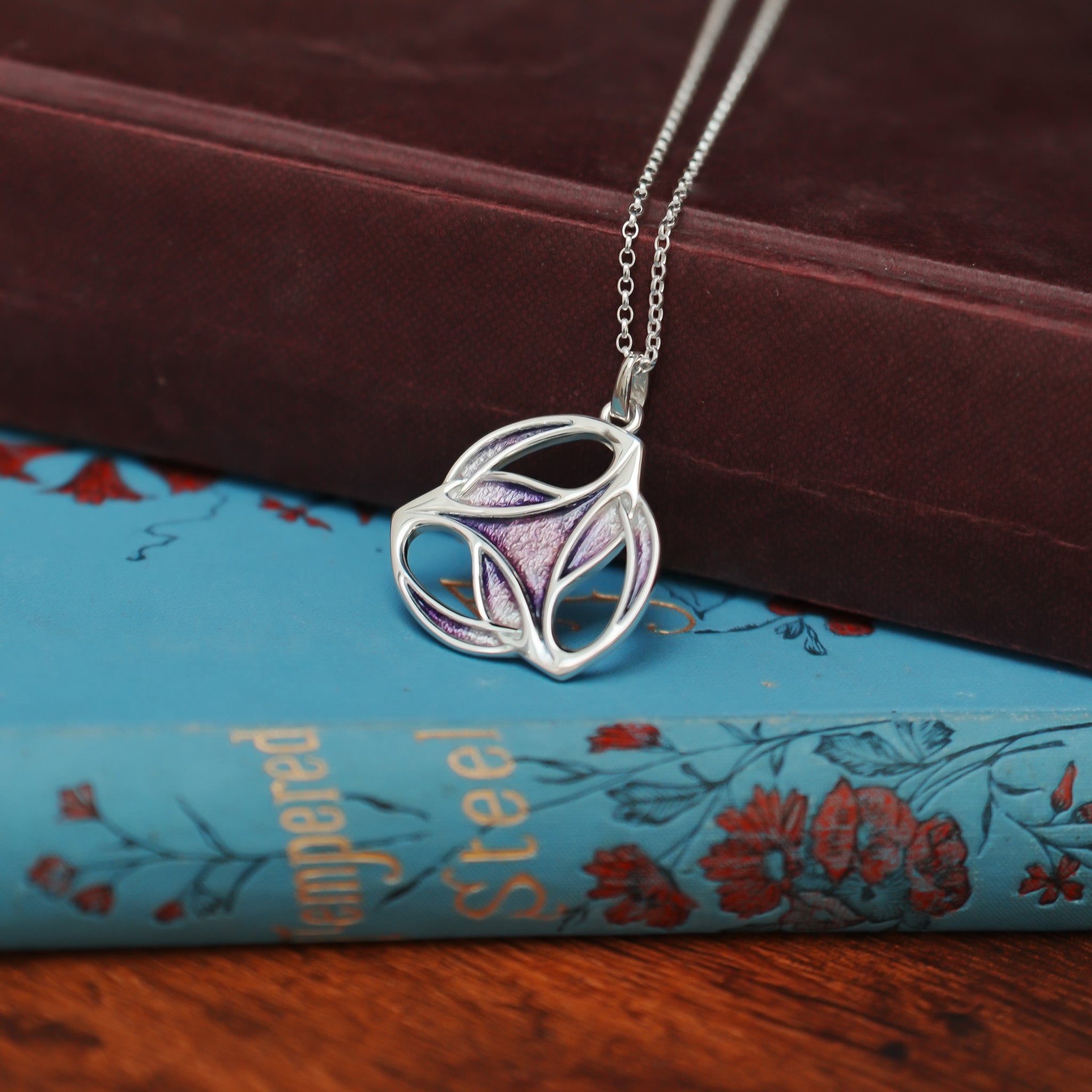 Heather - Archibald Knox Ulican Large Enamel Pendant Necklace