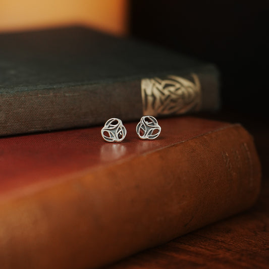 Archibald Knox Ulican Silver 'Triskel' Stud Earrings