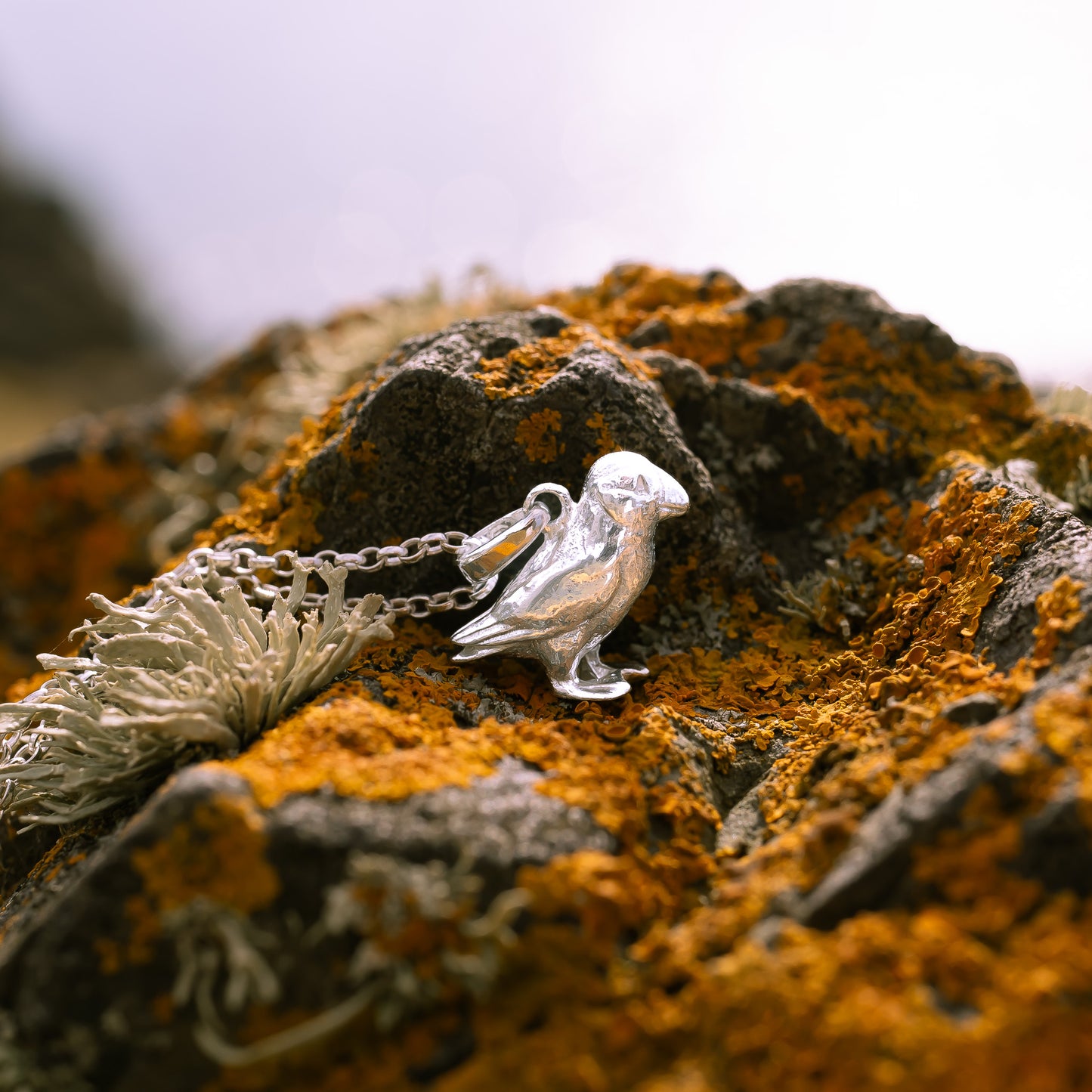 Sterling Silver Puffin Pendant Necklace