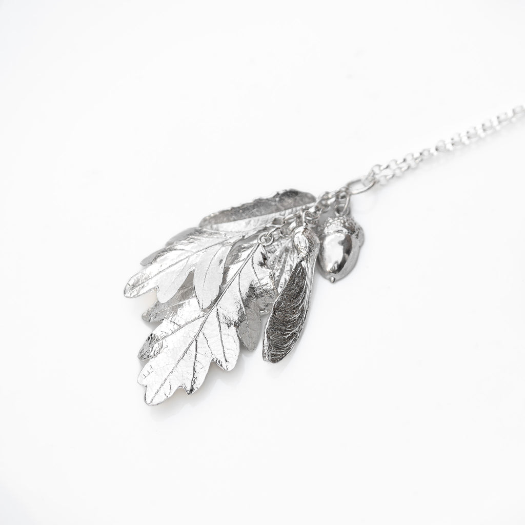 'Whispering Leaves' Sterling Silver Leaf Charm Necklace