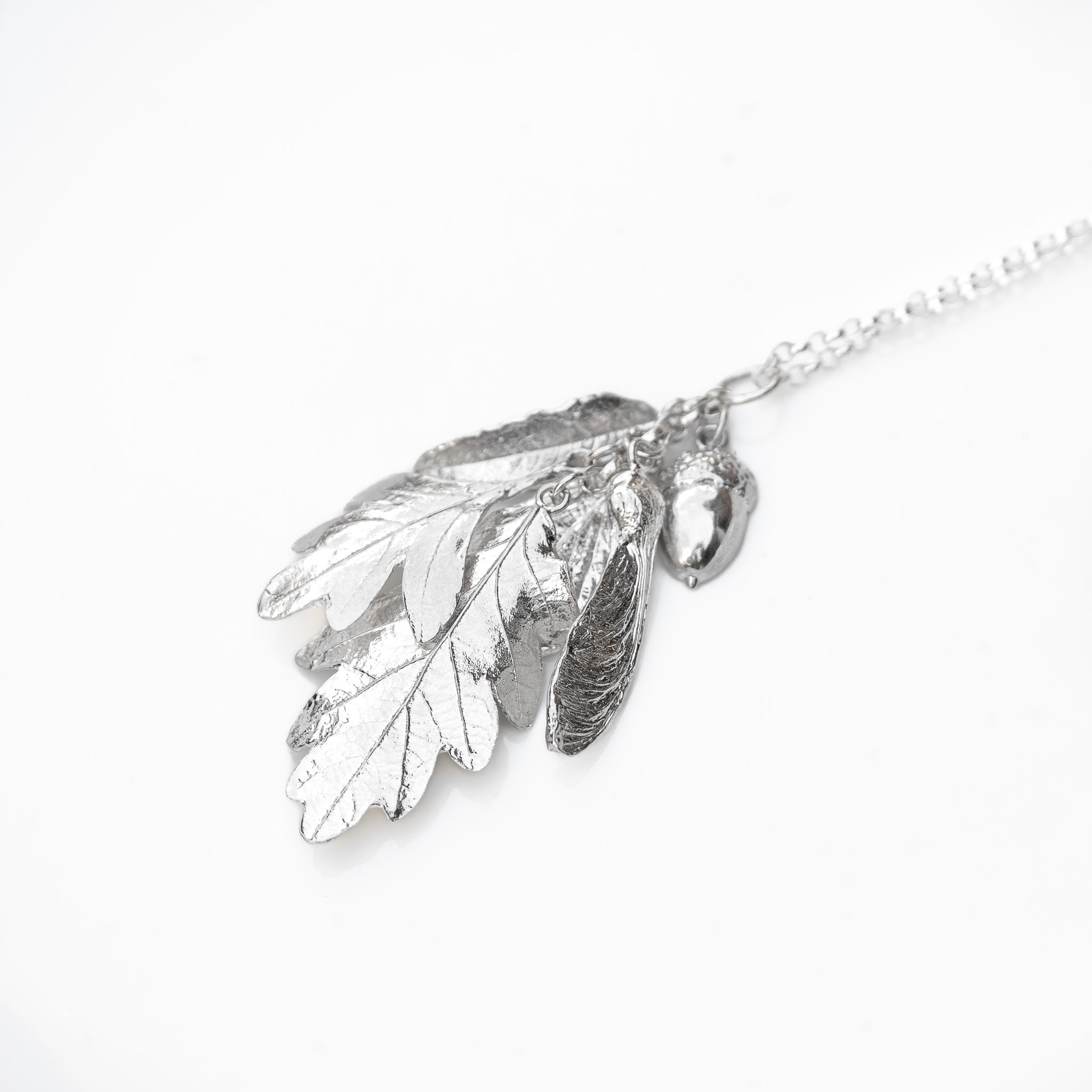 'Whispering Leaves' Sterling Silver Leaf Charm Necklace