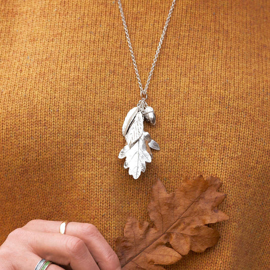 'Whispering Leaves' Sterling Silver Leaf Charm Necklace