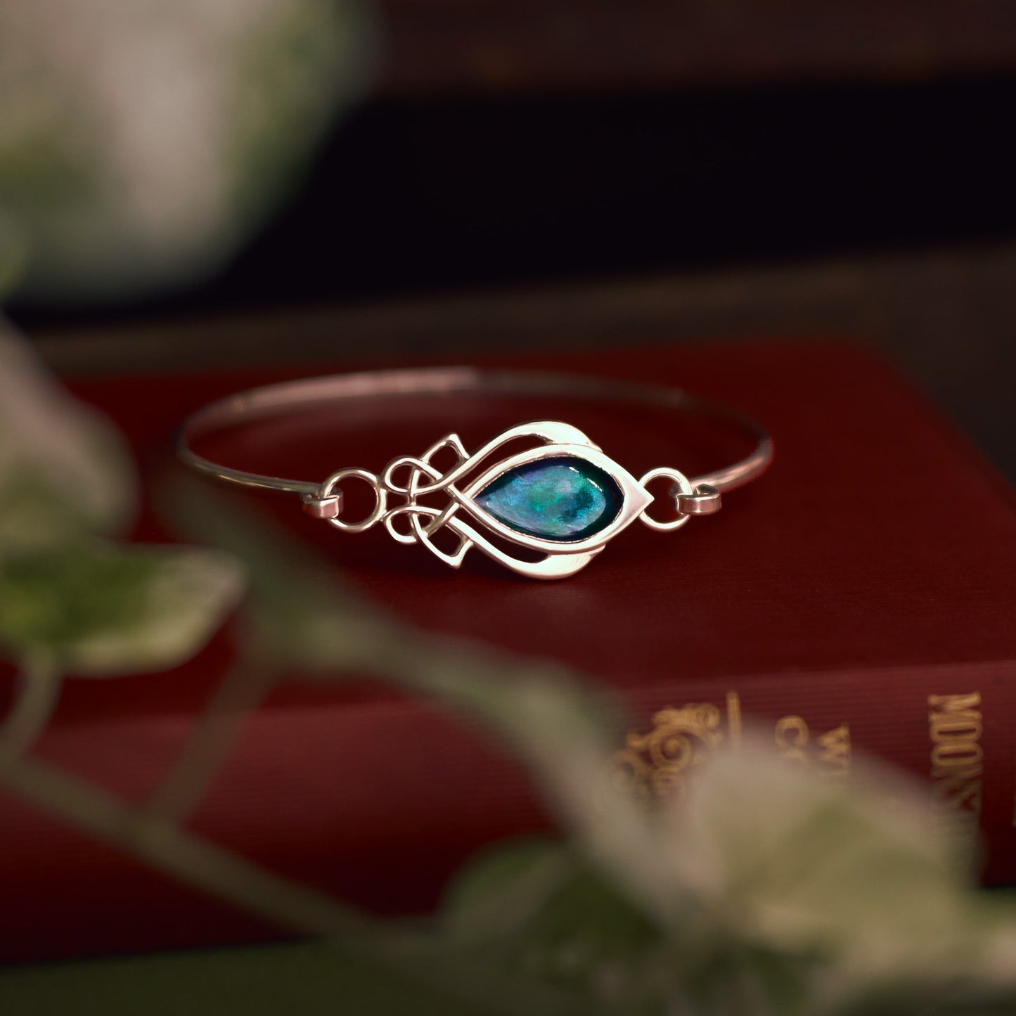 Injebreck 'Archibald Knox' Inspired, Celtic Design Enamelled Sterling Silver Bangle