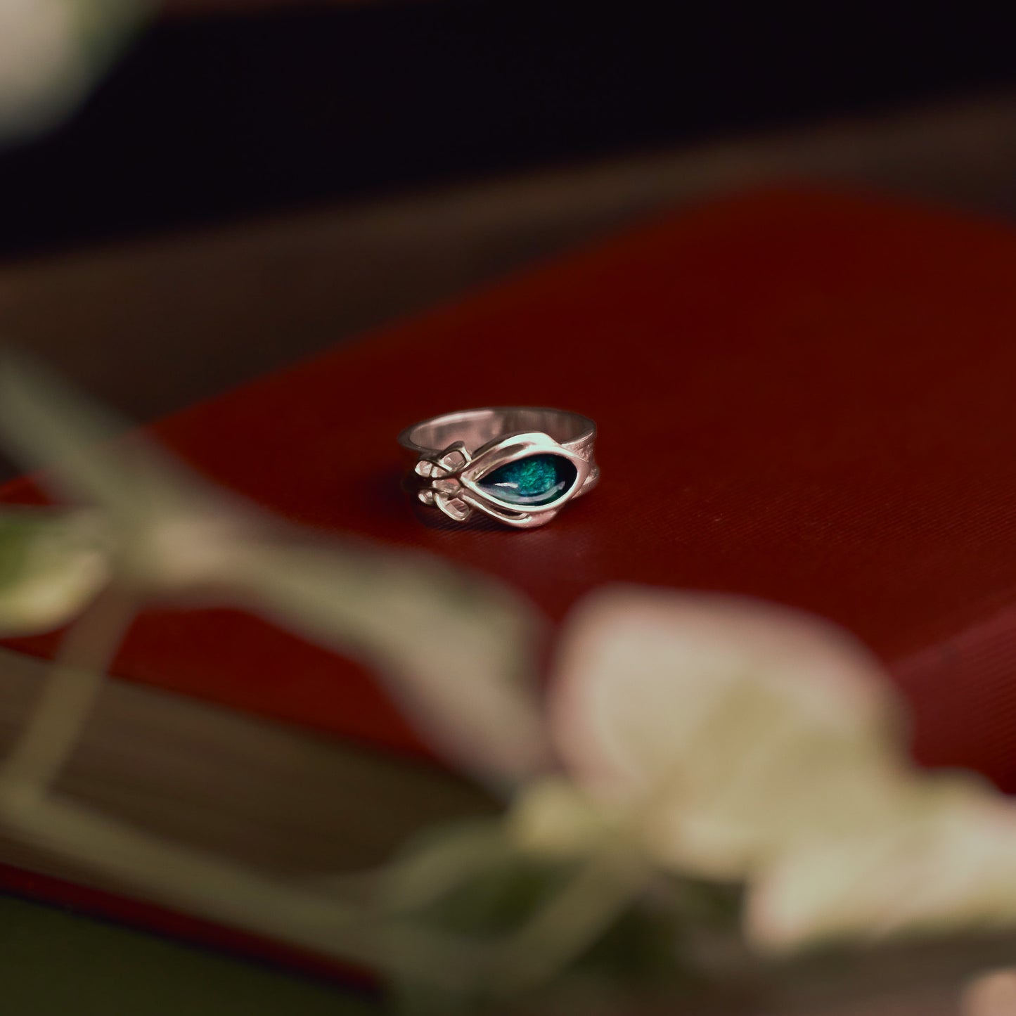 Injebreck Sterling Silver Archibald Knox inspired Enamel Ring