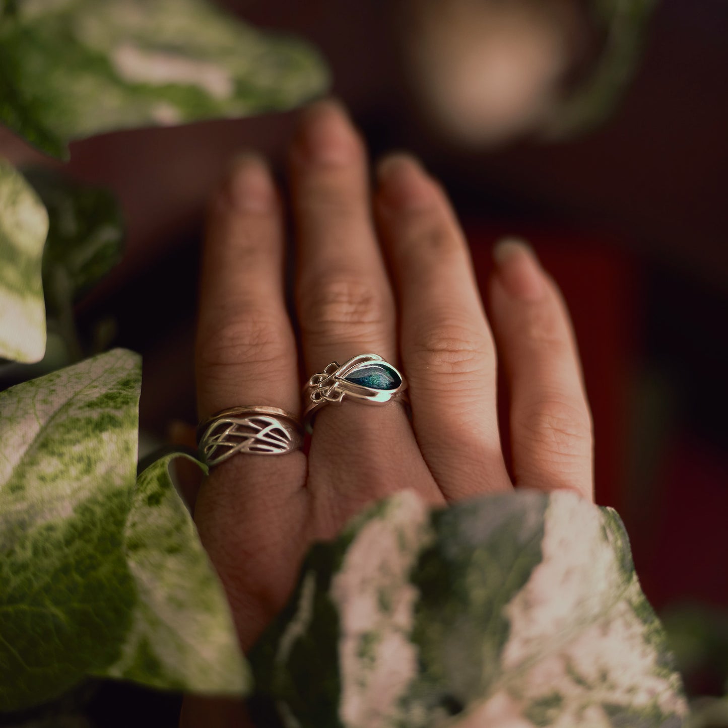 Injebreck Sterling Silver Archibald Knox inspired Enamel Ring
