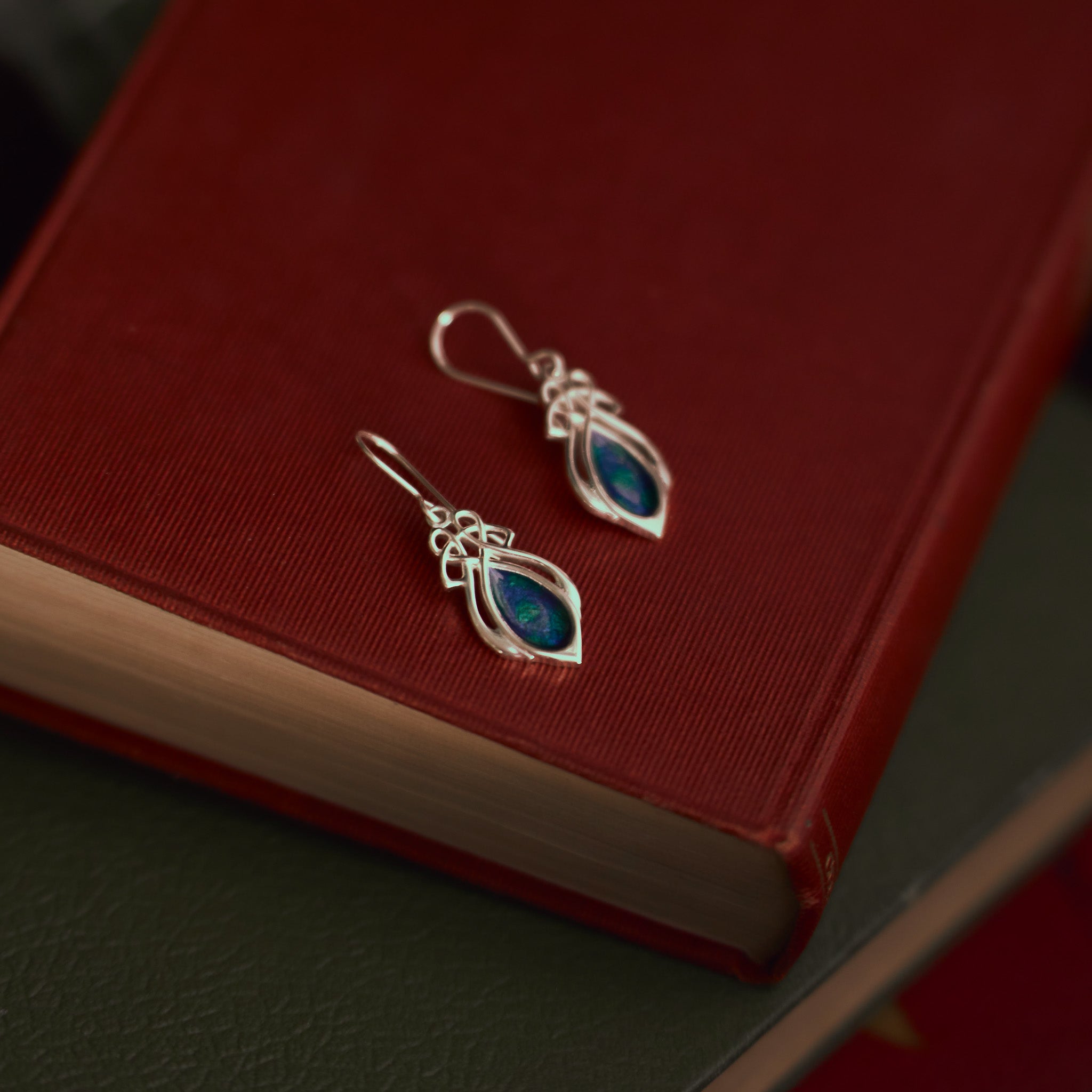 Injebreck 'Archibald Knox' Inspired, Celtic Knotwork Enamelled Sterling Silver Earrings