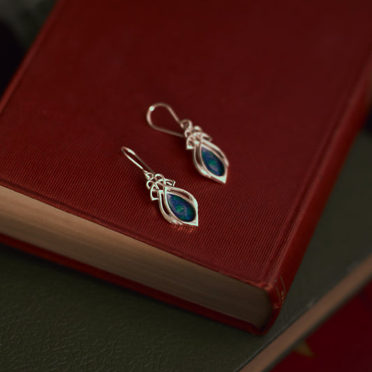Injebreck 'Archibald Knox' Inspired, Celtic Knotwork Enamelled Sterling Silver Earrings