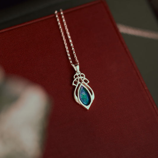 Injebreck 'Archibald Knox' Inspired, Celtic Knotwork Silver Enamelled Pendant Necklace
