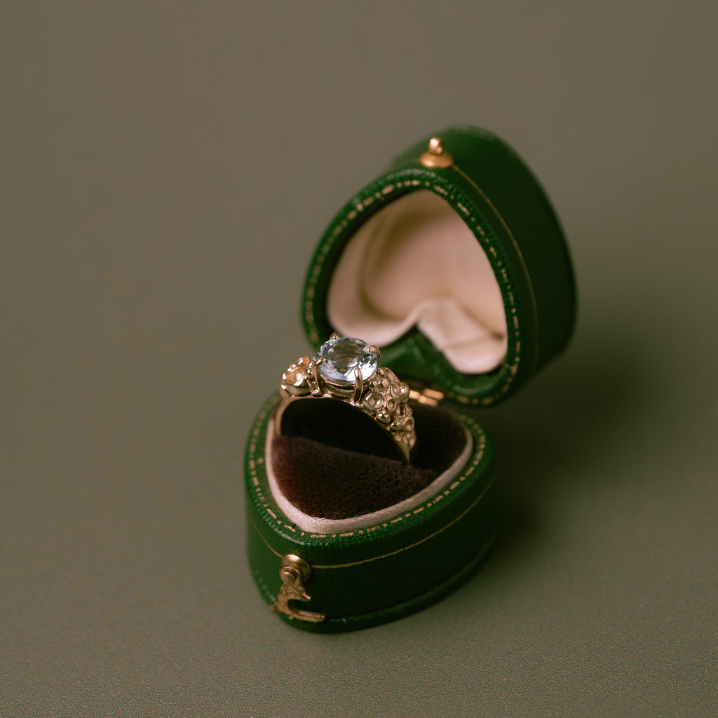 Barnacle Gold Ring with stunning Aquamarine