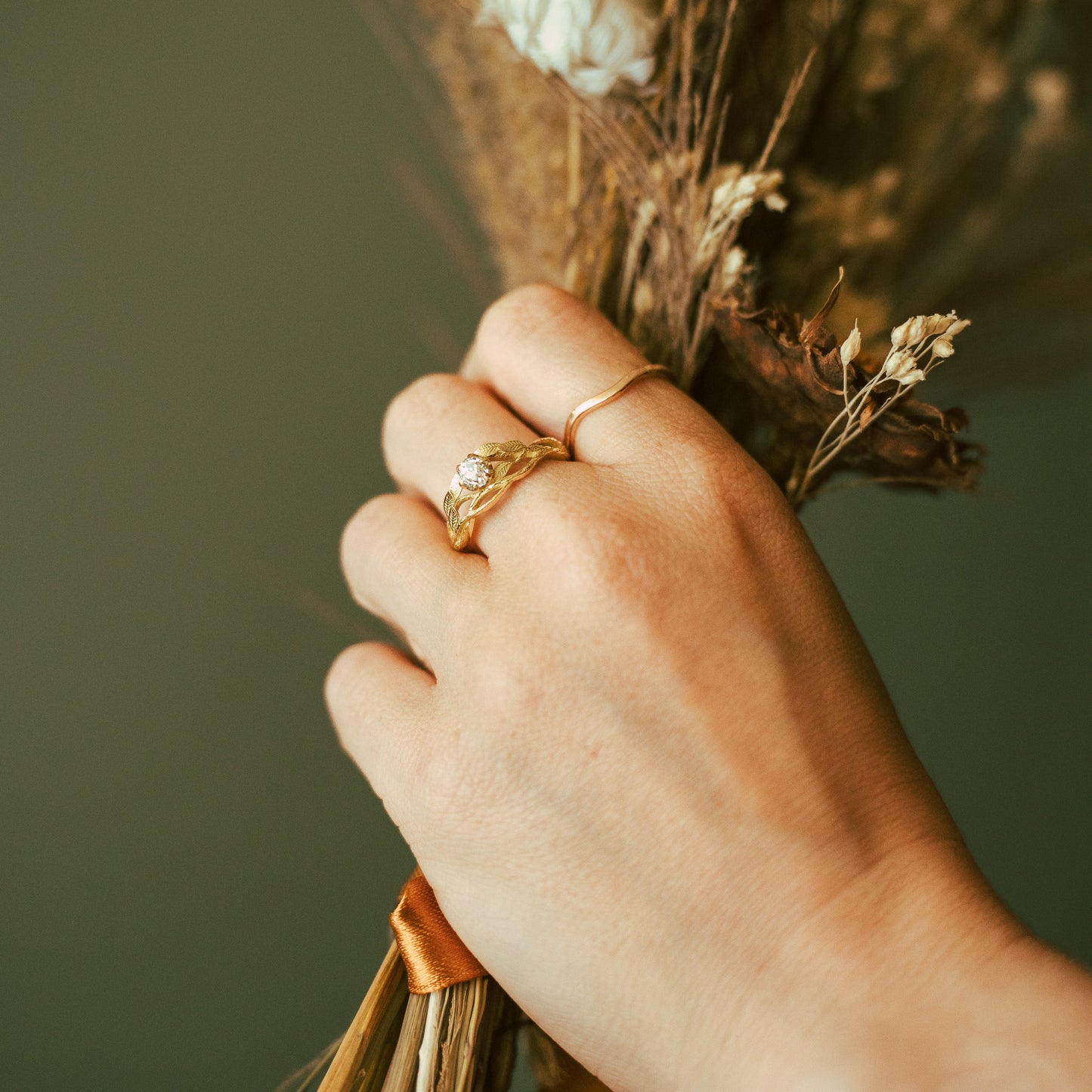 Gold Gaia Ring with Moissanite